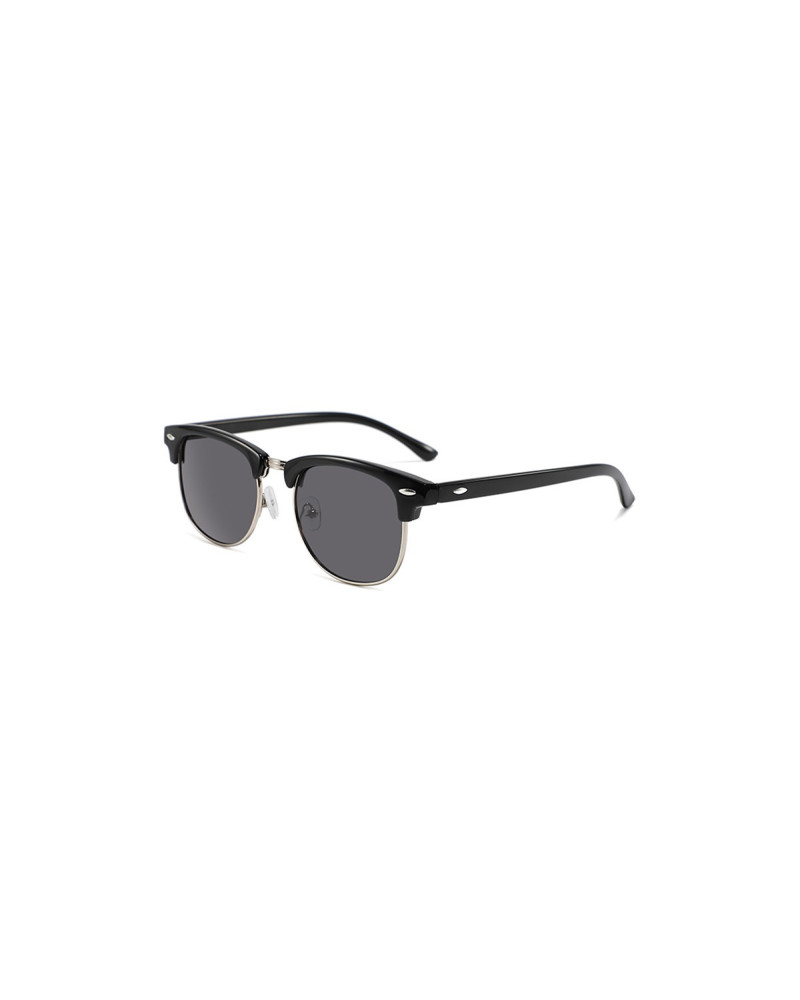 recycled retro polarised sunglasses half rim black silver