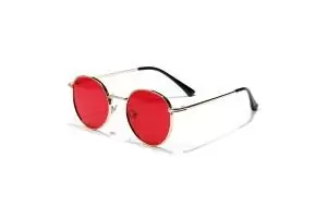 Harlow Red Lens Vintage Round Sunglasses