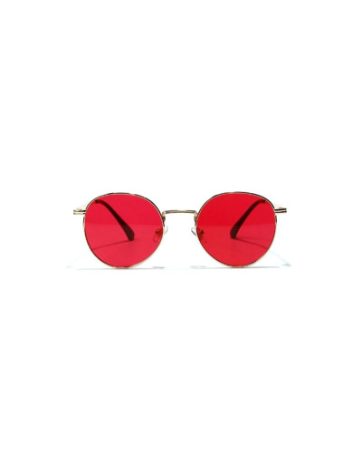 Harlow Red Lens Vintage Round Sunglasses Front