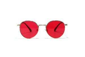 Harlow Red Lens Vintage Round Sunglasses Front