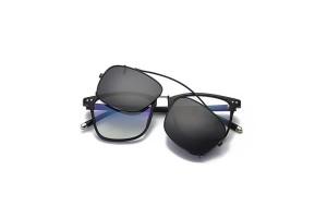 Raphael - Black TR90 TAC polarised Clip on Sunglasses - front