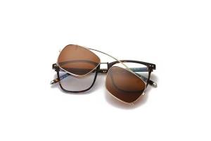 Raphael - Gold TR90 Frame TAC polarised Clip on Sunglasses - front