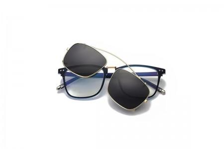 Raphael - Gold Grey TR90 TAC polarised Clip on Sunglasses - front