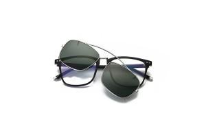 Raphael - Silver TR90 Frame TAC polarised Clip on Sunglasses - front