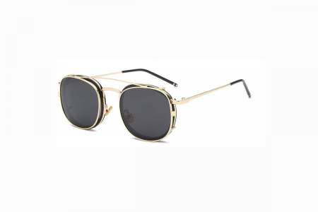 Sean - Gold Grey Clip on Sunglasses