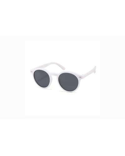 Evie - White Round Flexible Kids Sunglasses