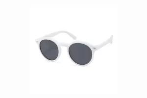 Evie - White Round Flexible Kids Sunglasses