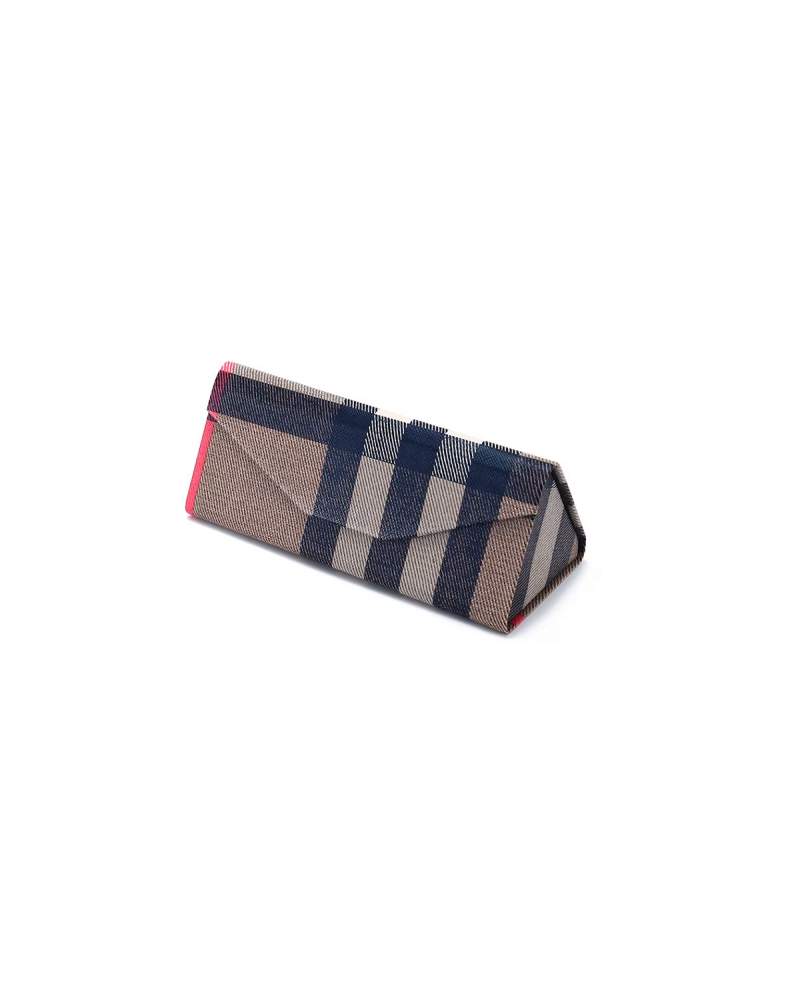 Tri Fold Hard Case - Tartan Blue Pink