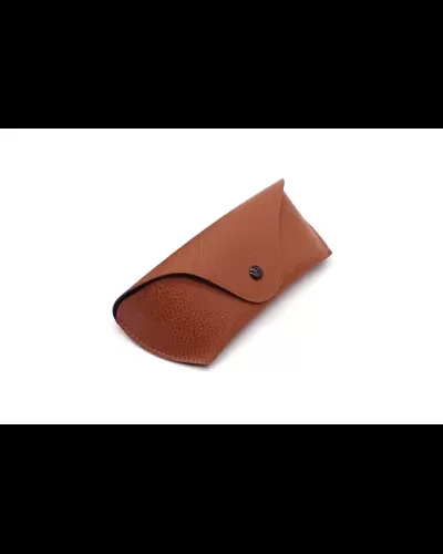 Vegan Leather Button Sunglasses Case - Tan