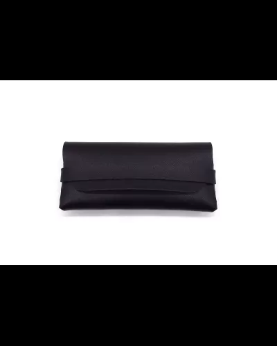 Vegan Leather Glasses Case with Strap - Black