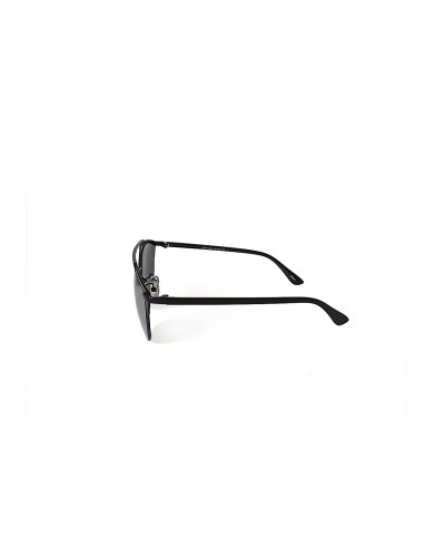 Retro Cross Bar - Black Silver Sunglasses Side