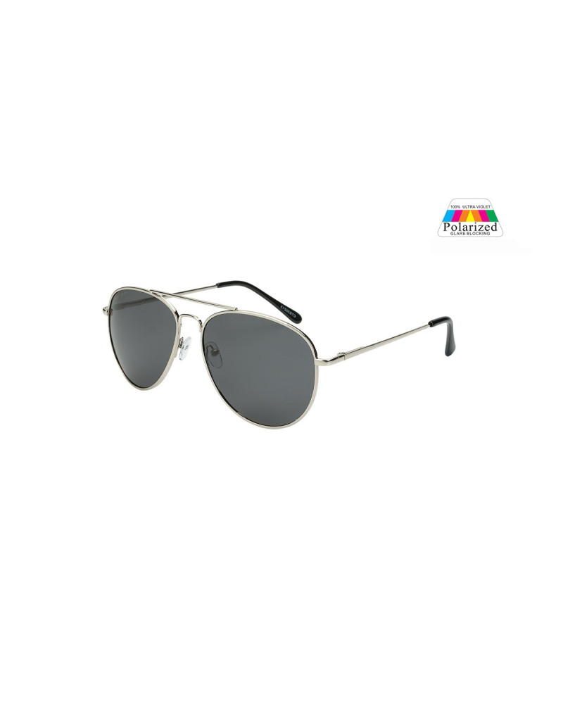 Pilot Aviator Sunglasses - Silver Polarised