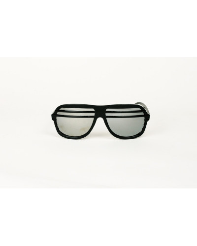 Kanye Half Shutter Shades with Mirror Lens - Black front