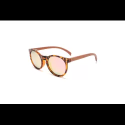 Skylar - Tort Pink RV Polarised Round Wood Sunglasses