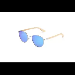 Rebel - Silver Blue RV Polarised Round Wood Sunglasses