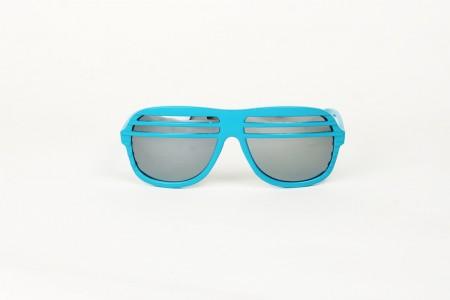 Kanye Half Shutter Shades with Mirror Lens - Blue front