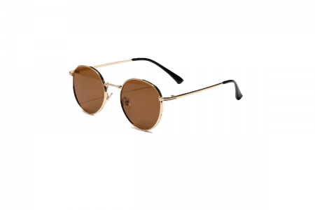 Harlow Gold Vintage Round Sunglasses brown Lens