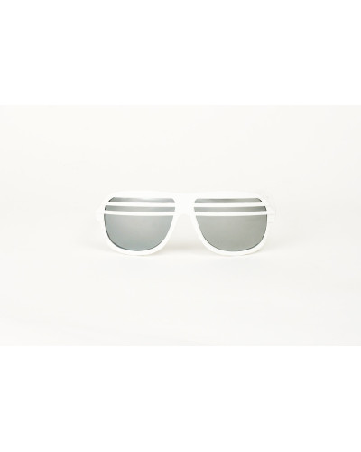 Kanye Half Shutter Shades with Mirror Lens - White Front