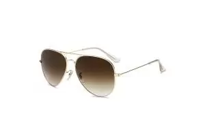 Hudson - Gold Brown Aviator Sunglasses